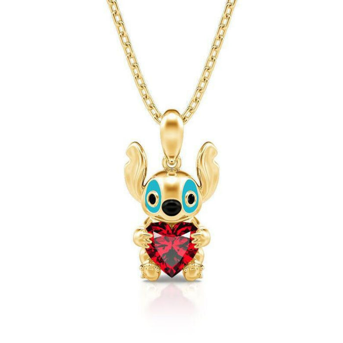 Wholesale Cartoon Cute Love Heart White Stone Necklace JDC-NE-jinmiao003