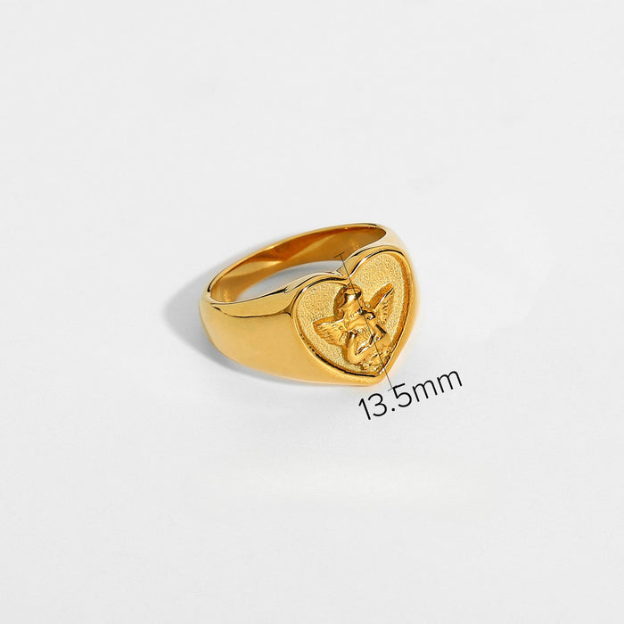 Wholesale 18k Gold Plated Stainless Steel Round Angel Rings JDC-RS-JD090