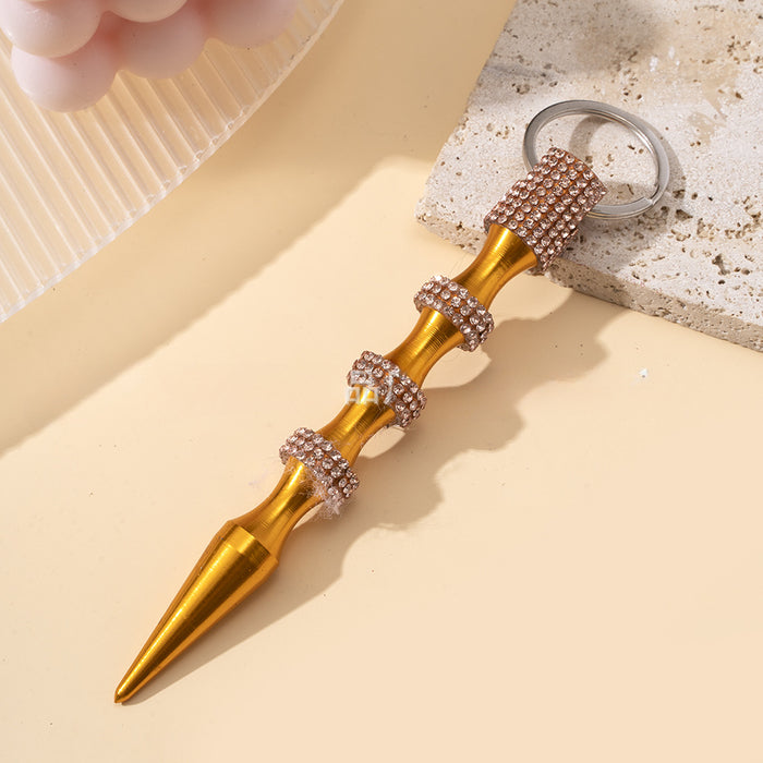 Wholesale Diamond Inlaid Aluminum Alloy Stick Pen Shape Keychain JDC-KC-ZY049