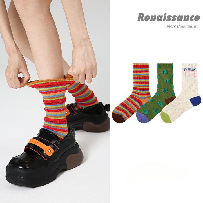 Wholesale Striped Contrast Color Cotton Mid-tube Socks JDC-SK-Xinz004