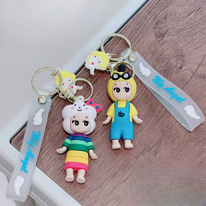 Wholesale Cartoon Cute Angel Girl Silicone Keychains JDC-KC-MRan005