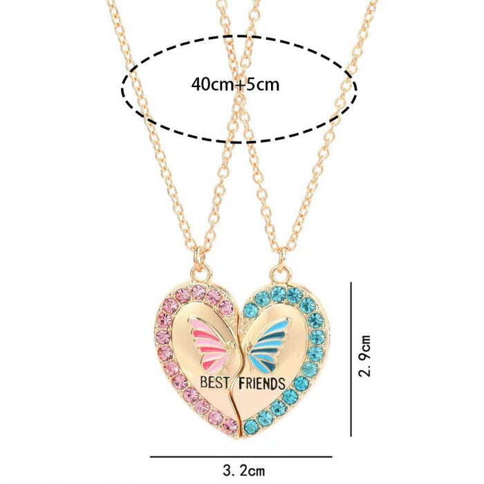 Wholesale Alloy Heart Butterfly Diamond Necklace JDC-NE-Zhuoa003