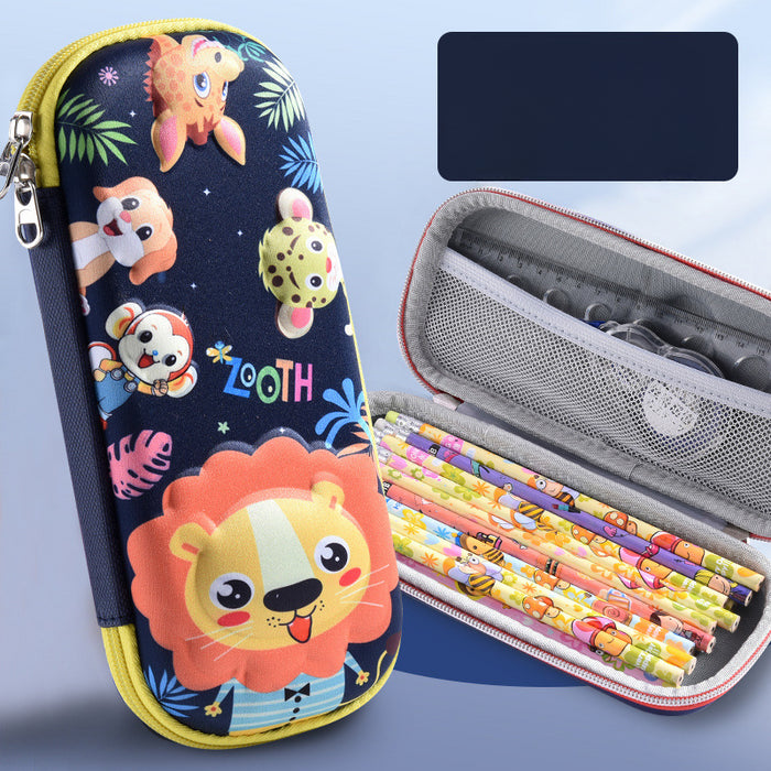 Wholesale 3D Children Cartoon Large Capacity Leather Pencil Case JDC-PC-QQBB004