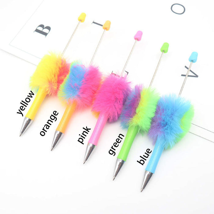 Wholesale Colorful Beadable Pen Plush Pom Pom Beadable Pen Fluffy Pens JDC-PN-CY003