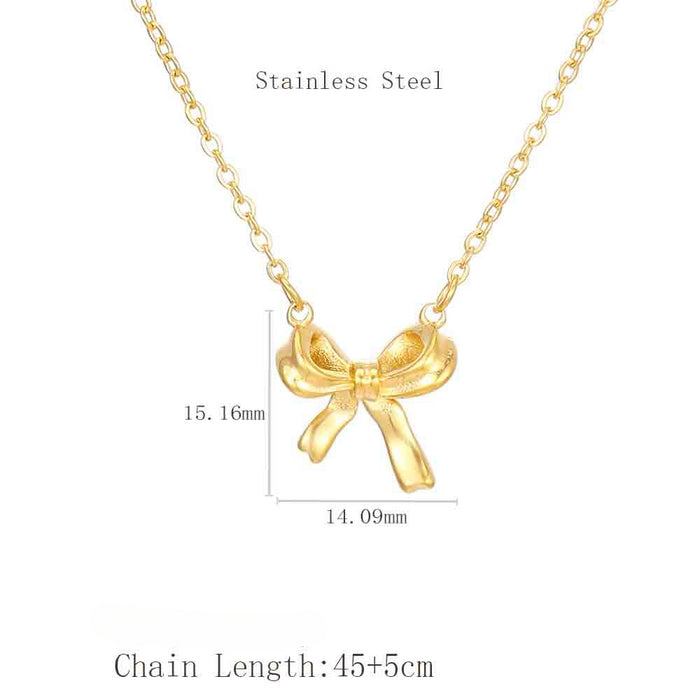 Wholesale Stainless Steel Bow Necklace JDC-NE-LangDi005