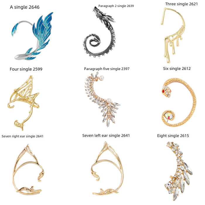 Wholesale Ear stud design, personalized, no ear holes, ear hooks, ear clips, rhinestone ear bone clips