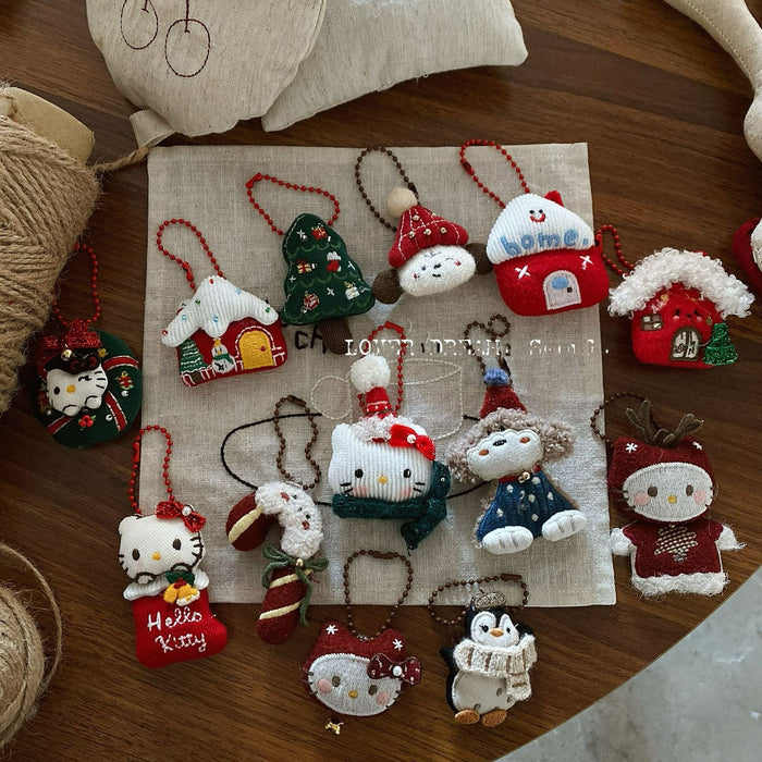 Wholesale Cute Plush Penguin Bead Chain Keychain Bag Charm Christmas New Year Party Car Accessory Gift