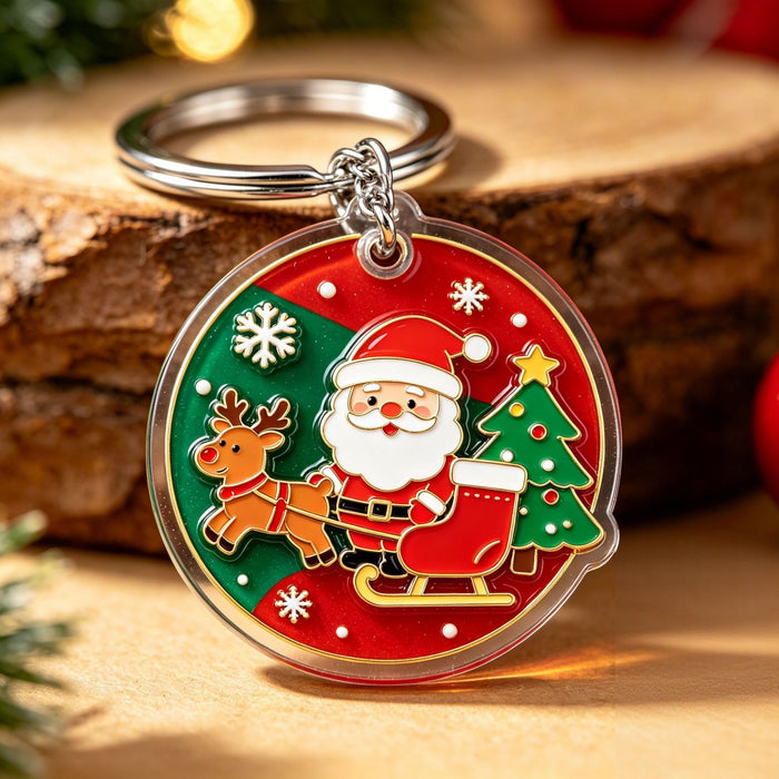 Wholesale Christmas Design Bear and Santa Acrylic Keychain Trendy Bag Charm Gift Accessory MOQ≥2