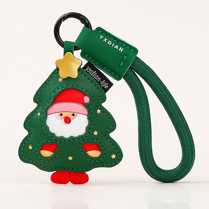 Wholesale Christmas Tree Leather Keychain Pendant Cute  Bag Charm Gift