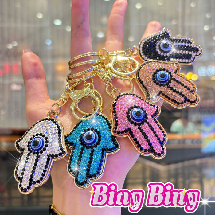 Wholesale Stylish Rhinestone Demon Eye Keychain Hip Hop Car Decoration Bag Charm Gift Accessory