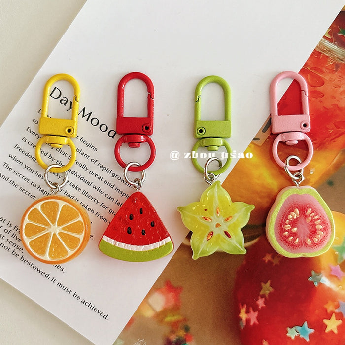 Wholesale Fresh Watermelon Slice Keychain Bag Charm Resin Pendant Chic Decorative Accessory For Bags Keys And Gift Giving