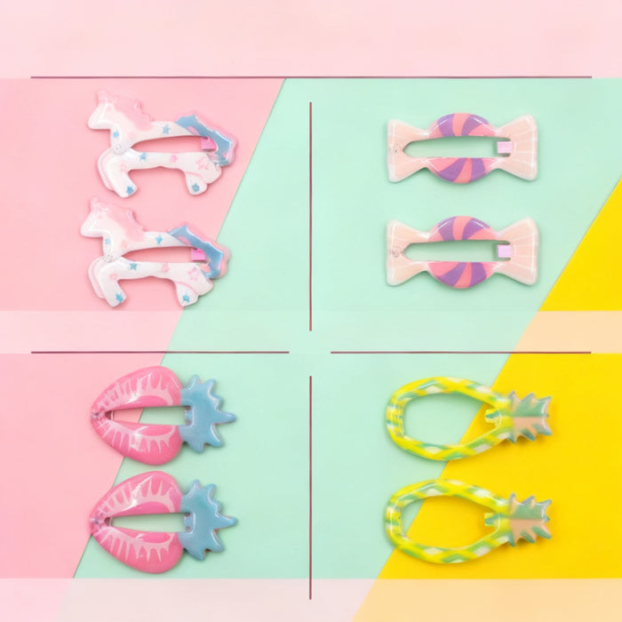 Wholesale Cartoon Hair Clips Set For Little Girls Strawberry Unicorn Pineapple Candy Fashion Hair Accessory