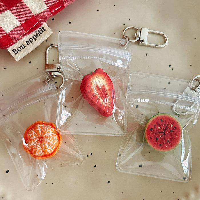 Wholesale Pastoral Resin Half Cut Strawberry Watermelon Orange Keychain Bag Charm Stylish Fashion Accessory