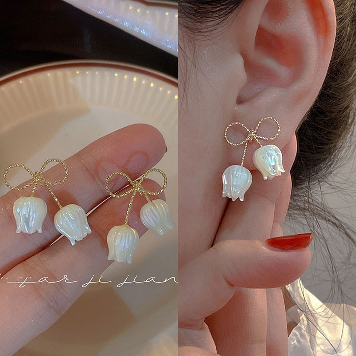 Wholesale Trendy Fairy Forest Design Tulip Earrings Zinc Alloy Electroplated Gift for Party Everyday Wear