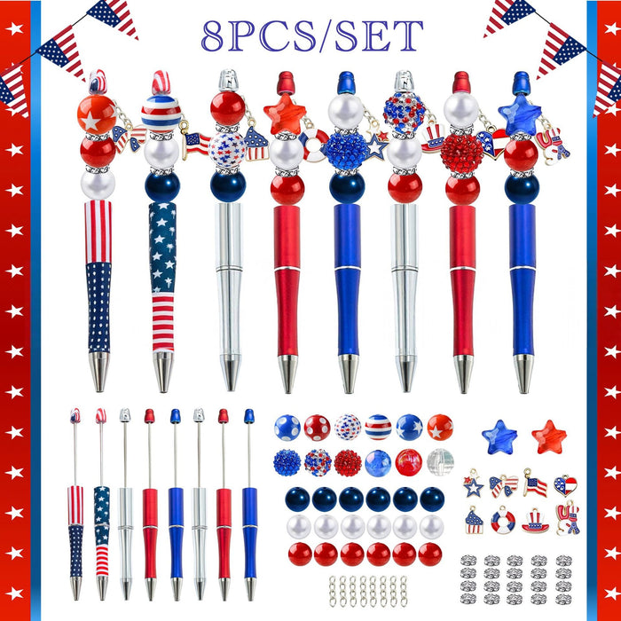 Wholesale DIY Beaded Ballpoint patripot Pen Set - 8 Pcs minimum quantity: 2