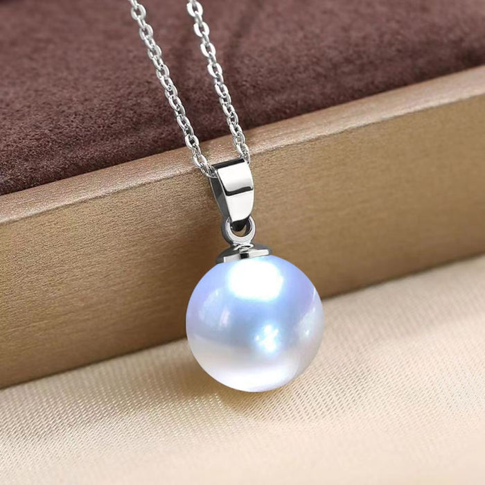 Wholesale 14MM Deep Purple Beads Gold Champagne Gold Purple Pink Imitation Pearl Plated 925 Silver Necklace Women Pendant Accessories Pendant JoyasDeChina 12MM colorful white shell bead silver pendant [not with chain] [bulk packaging]] Wholesale Jewelry JoyasDeChina Joyas De China