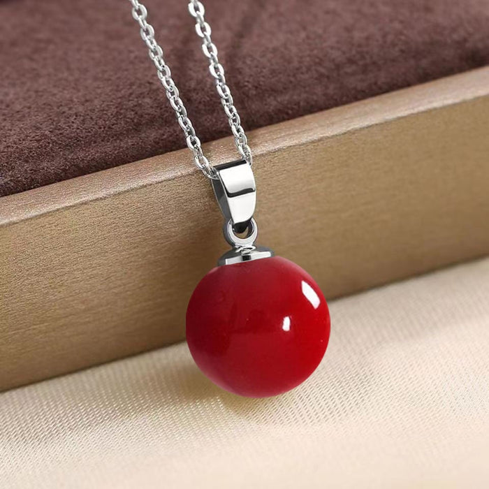 Wholesale 14MM Deep Purple Beads Gold Champagne Gold Purple Pink Imitation Pearl Plated 925 Silver Necklace Women Pendant Accessories Pendant JoyasDeChina 14MM red shell bead silver pendant [not with chain] [bulk packaging]] Wholesale Jewelry JoyasDeChina Joyas De China