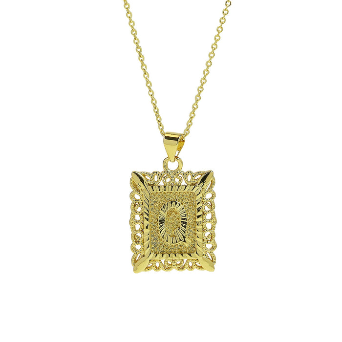 Wholesale 18k Brass Square Square Brand Simple 26 English Letter Pendant Necklace Necklaces JoyasDeChina Necklace q Wholesale Jewelry JoyasDeChina Joyas De China