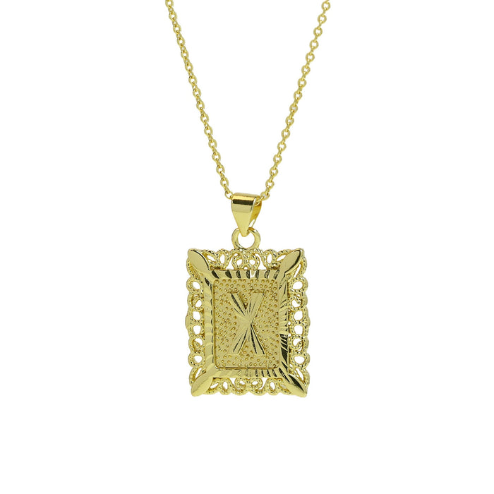 Wholesale 18k Brass Square Square Brand Simple 26 English Letter Pendant Necklace Necklaces JoyasDeChina Necklacex Wholesale Jewelry JoyasDeChina Joyas De China
