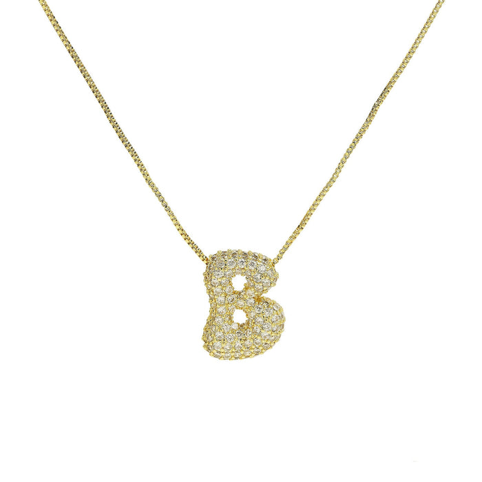 Wholesale 18k brass zircon bubble balloon 26 English letters pendant necklace Pendant JoyasDeChina Gold necklace b Wholesale Jewelry JoyasDeChina Joyas De China