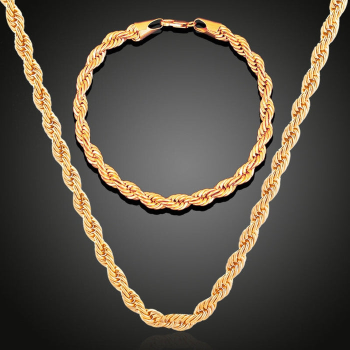 Wholesale 18K Copper Gold Plated Iron Alloy Twist Chain Necklace Bracelet Set JDC-NE-YDF003 Necklaces 创易东方 Wholesale Jewelry JoyasDeChina Joyas De China