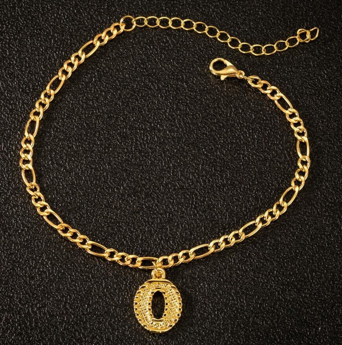Wholesale 26 Alloy Letter Copper Chain Anklet JDC-AS-Shuangs004 Anklet 双硕 Wholesale Jewelry JoyasDeChina Joyas De China