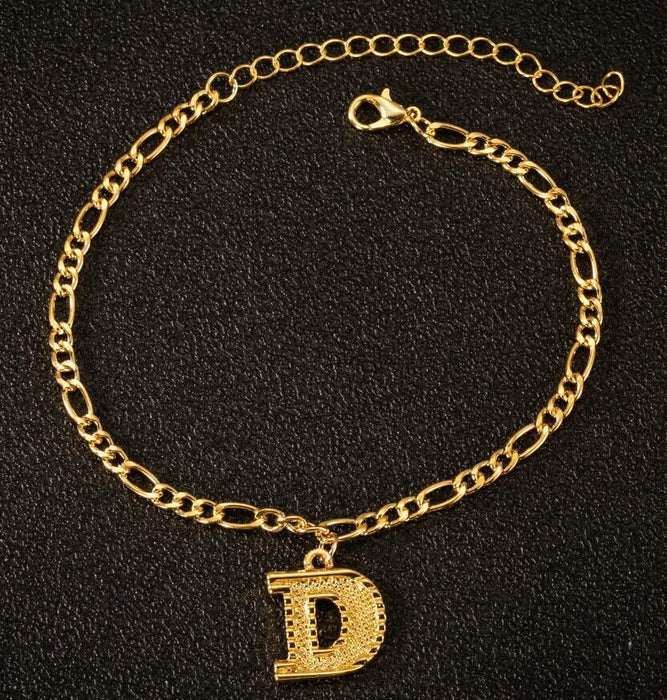 Wholesale 26 Alloy Letter Copper Chain Anklet JDC-AS-Shuangs004 Anklet 双硕 D Wholesale Jewelry JoyasDeChina Joyas De China