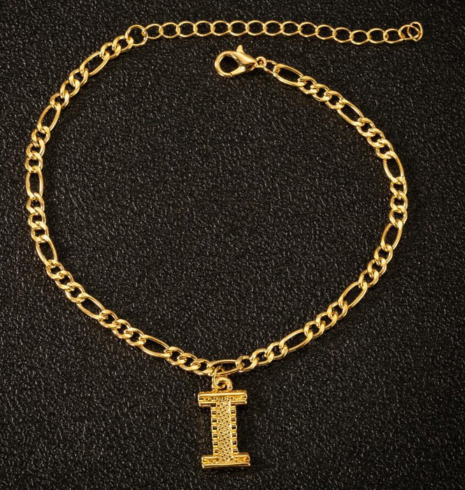 Wholesale 26 Alloy Letter Copper Chain Anklet JDC-AS-Shuangs004 Anklet 双硕 I Wholesale Jewelry JoyasDeChina Joyas De China