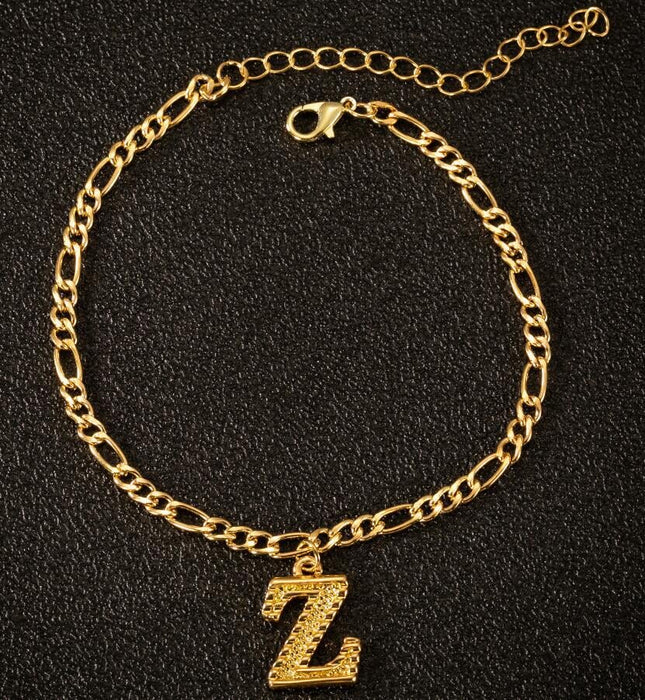 Wholesale 26 Alloy Letter Copper Chain Anklet JDC-AS-Shuangs004 Anklet 双硕 Z Wholesale Jewelry JoyasDeChina Joyas De China