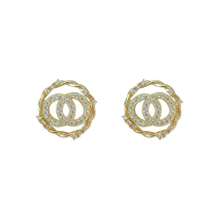 Wholesale 925 Silver Needle Small Fragrance Rhinestone Geometric Circle Stud Earrings (F)JDC-ES-Dengy001 Earrings 登云 Wholesale Jewelry JoyasDeChina Joyas De China