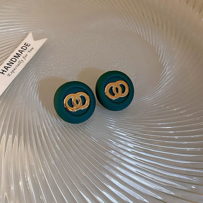 Wholesale 925 Silver Post Alphabet Rhinestone Earrings (F)JDC-ES-Fengm004 Earrings 丰美 13# silver needle. Green earring Wholesale Jewelry JoyasDeChina Joyas De China