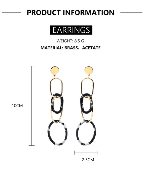 Wholesale Acrylic Acetate Sheet Geometric Metal Circle Earrings JDC-ES-Ruol014 Earrings 若龙 Wholesale Jewelry JoyasDeChina Joyas De China