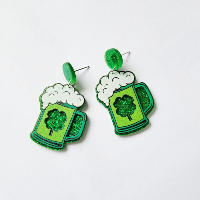 Wholesale acrylic clover beer earrings JDC-ES-XUEP011 Earrings 雪帕 X71 Green pear Wholesale Jewelry JoyasDeChina Joyas De China