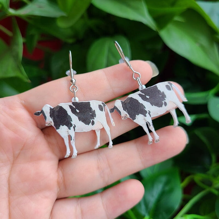 Wholesale acrylic cow earrings JDC-ES-XUEP012 Earrings 雪帕 black Wholesale Jewelry JoyasDeChina Joyas De China