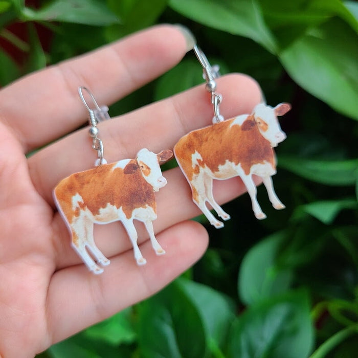 Wholesale acrylic cow earrings JDC-ES-XUEP012 Earrings 雪帕 yellow Wholesale Jewelry JoyasDeChina Joyas De China