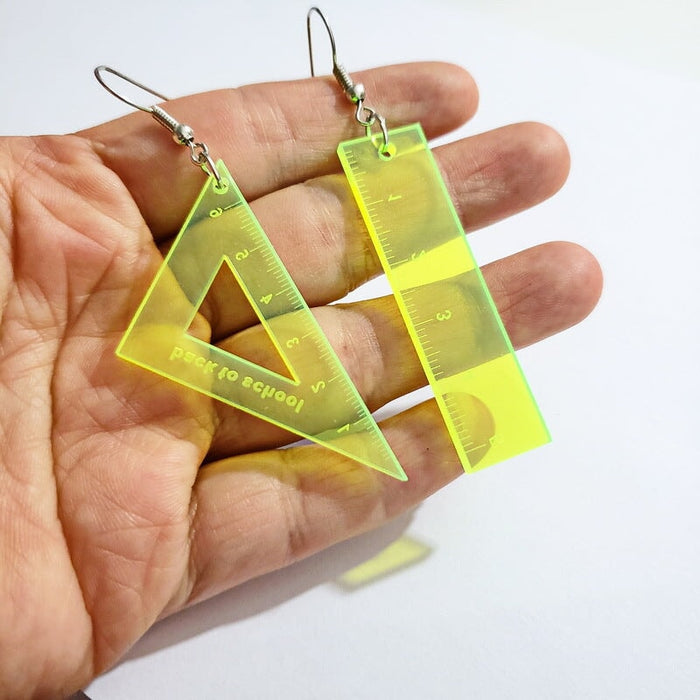 Wholesale acrylic math Earrings JDC-ES-XUEP014 Earrings 雪帕 yellow Wholesale Jewelry JoyasDeChina Joyas De China