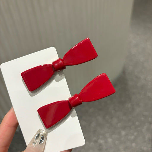 Wholesale acrylic vintage bow cute all-match bow tie wine red duck bill clip bangs clip side clip women Hair Clips JoyasDeChina Wholesale Jewelry JoyasDeChina Joyas De China