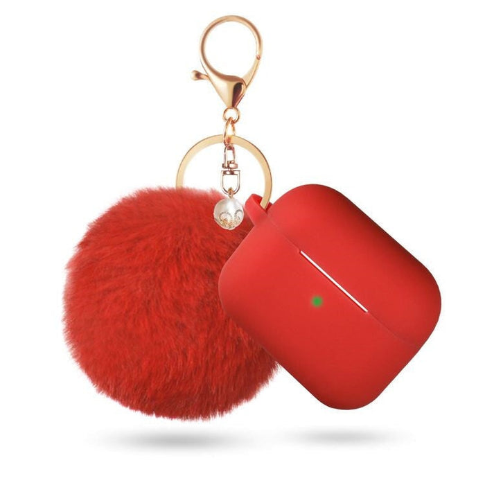 Wholesale Airpods 3 Hair Ball Keychain Plush Silicone Earphone Cases JDC-EPC-LXG004 Earphone cases 莱鑫格 Red airpods 3(2021) Wholesale Jewelry JoyasDeChina Joyas De China