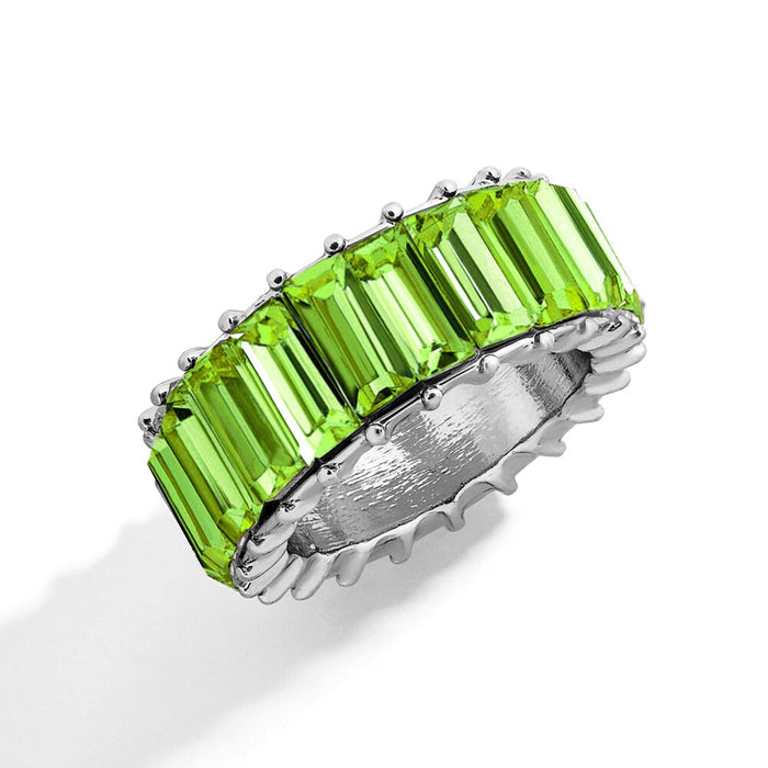 Wholesale Alloy Crystal Color Rings JDC-RS-YiD001 Rings 宜达 silver apple green 5 Wholesale Jewelry JoyasDeChina Joyas De China