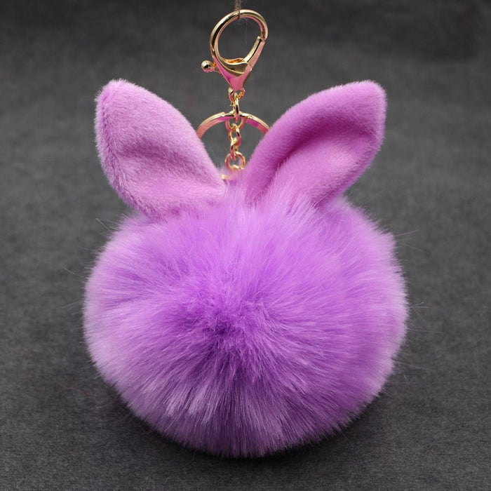 Wholesale Alloy Imitation Rabbit Hair Rabbit Ear Hair Ball Pom Pom Keychain JDC-KC-Zuge006 Keychains 祖格 Wholesale Jewelry JoyasDeChina Joyas De China