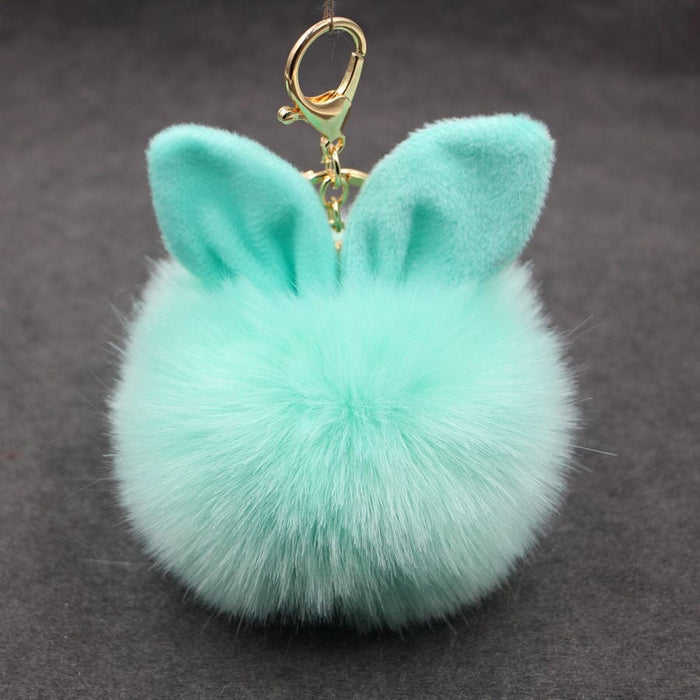 Wholesale Alloy Imitation Rabbit Hair Rabbit Ear Hair Ball Pom Pom Keychain JDC-KC-Zuge006 Keychains 祖格 Wholesale Jewelry JoyasDeChina Joyas De China