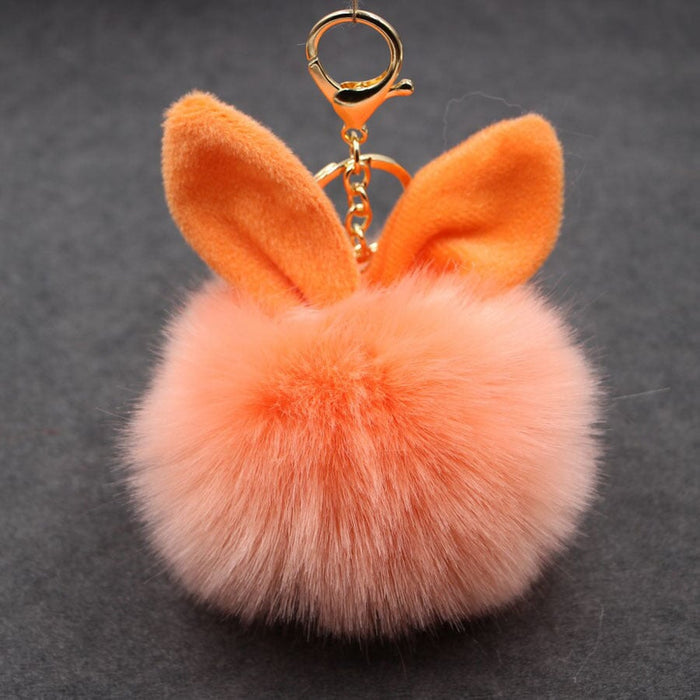 Wholesale Alloy Imitation Rabbit Hair Rabbit Ear Hair Ball Pom Pom Keychain JDC-KC-Zuge006 Keychains 祖格 Wholesale Jewelry JoyasDeChina Joyas De China