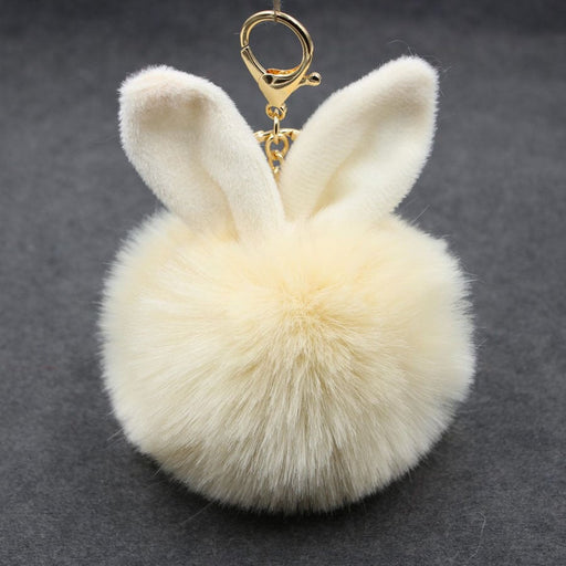 Wholesale Alloy Imitation Rabbit Hair Rabbit Ear Hair Ball Pom Pom Keychain JDC-KC-Zuge006 Keychains 祖格 Wholesale Jewelry JoyasDeChina Joyas De China