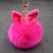 Wholesale Alloy Imitation Rabbit Hair Rabbit Ear Hair Ball Pom Pom Keychain JDC-KC-Zuge006 Keychains 祖格 rose red / Wholesale Jewelry JoyasDeChina Joyas De China