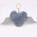 Wholesale Alloy Imitation Rex Rabbit Fur Heart Shaped Wings Fur Ball Pom Pom Keychain JDC-KC-Zuge015 Keychains 祖格 Wholesale Jewelry JoyasDeChina Joyas De China