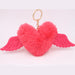 Wholesale Alloy Imitation Rex Rabbit Fur Heart Shaped Wings Fur Ball Pom Pom Keychain JDC-KC-Zuge015 Keychains 祖格 Wholesale Jewelry JoyasDeChina Joyas De China