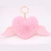 Wholesale Alloy Imitation Rex Rabbit Fur Heart Shaped Wings Fur Ball Pom Pom Keychain JDC-KC-Zuge015 Keychains 祖格 Wholesale Jewelry JoyasDeChina Joyas De China