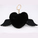 Wholesale Alloy Imitation Rex Rabbit Fur Heart Shaped Wings Fur Ball Pom Pom Keychain JDC-KC-Zuge015 Keychains 祖格 black / Wholesale Jewelry JoyasDeChina Joyas De China