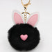 Wholesale Alloy Imitation Rex Rabbit Fur PU Leather Rabbit Ear Hair Ball Pom Pom Keychain JDC-KC-Zuge011 Keychains 祖格 Black / Wholesale Jewelry JoyasDeChina Joyas De China