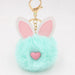 Wholesale Alloy Imitation Rex Rabbit Fur PU Leather Rabbit Ear Hair Ball Pom Pom Keychain JDC-KC-Zuge011 Keychains 祖格 mint green / Wholesale Jewelry JoyasDeChina Joyas De China